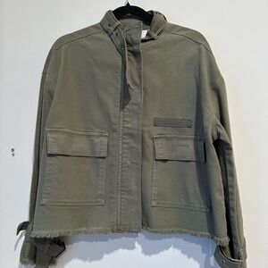 NWT 2nd day Olive Utility Bomber cropped jacket